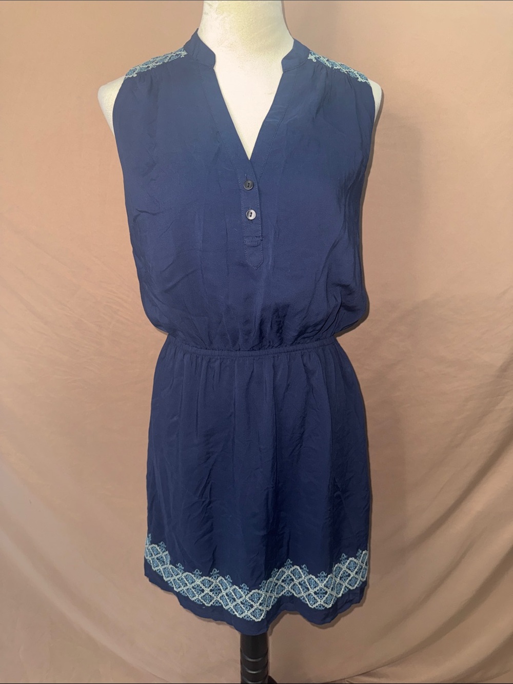 Market & Spruce Navy Embroidered Dress Women’s Small